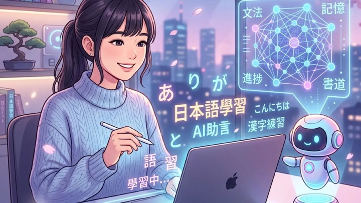 以大型語言模型提升日語學習效率的封面示意圖